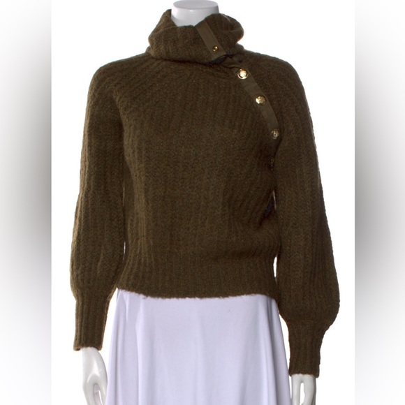 Derek Lam 10 Crosby knitted turtleneck sweater w gold buttons - Picture 1 of 7